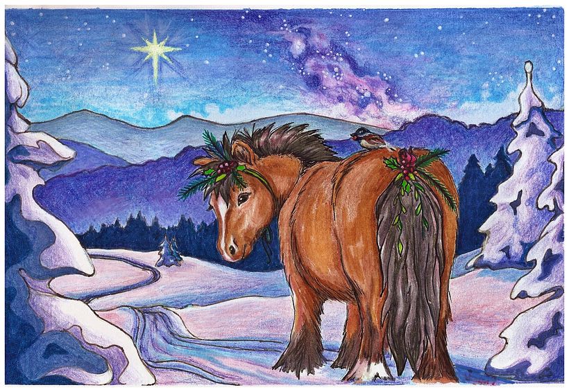 Peace On Earth, Good Will to Ponies - Color Pencil