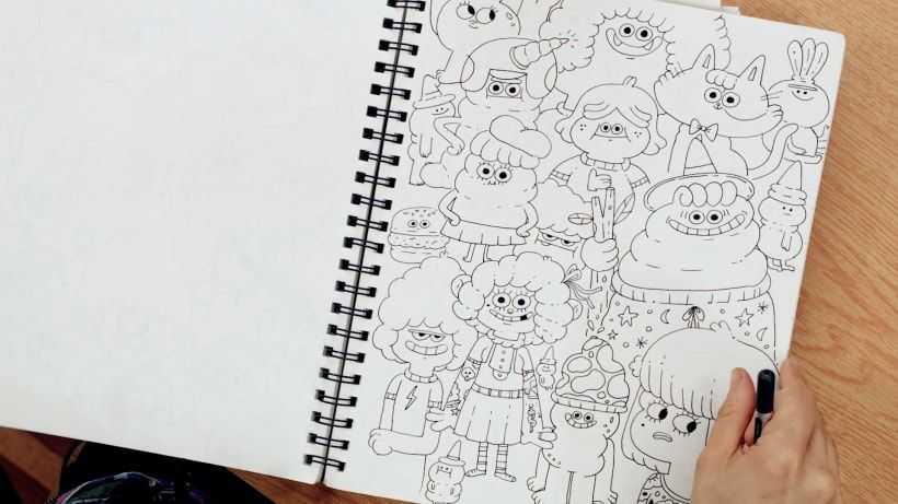 Play with similar shapes, in this case = curves, to discover new characters