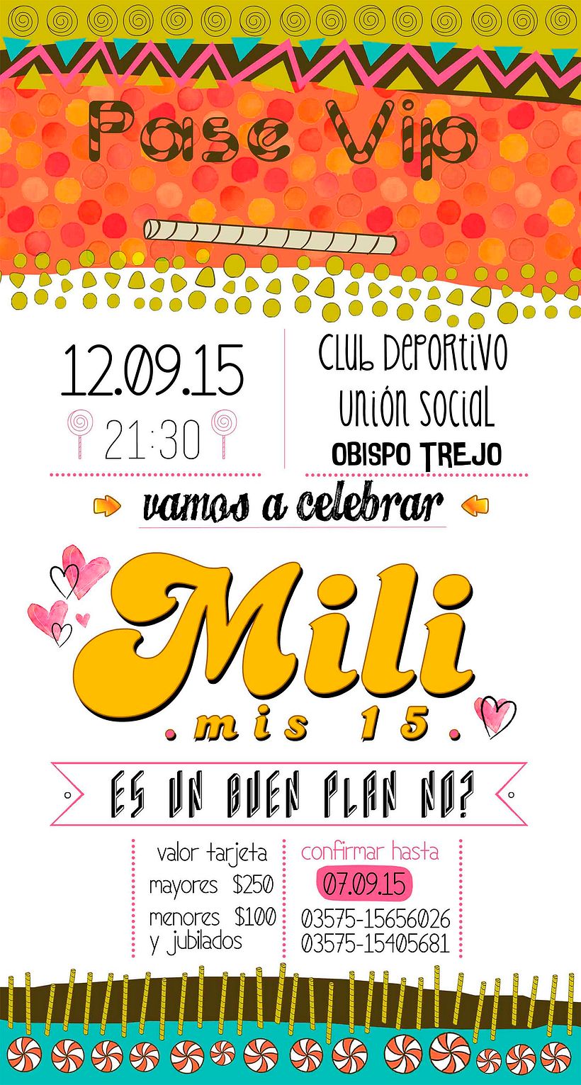 Tarjeta de invitación 15 años