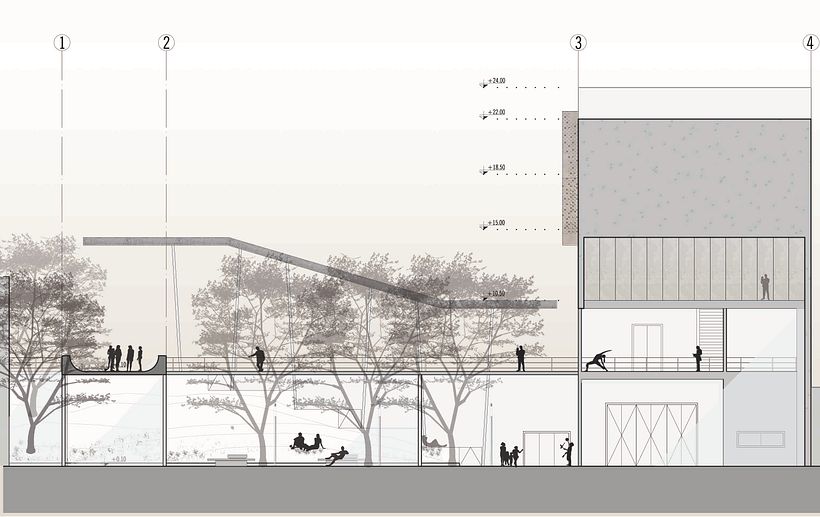 Fachada costanera escala 1.200. Proyecto de investigación, Córdoba, Argentina.