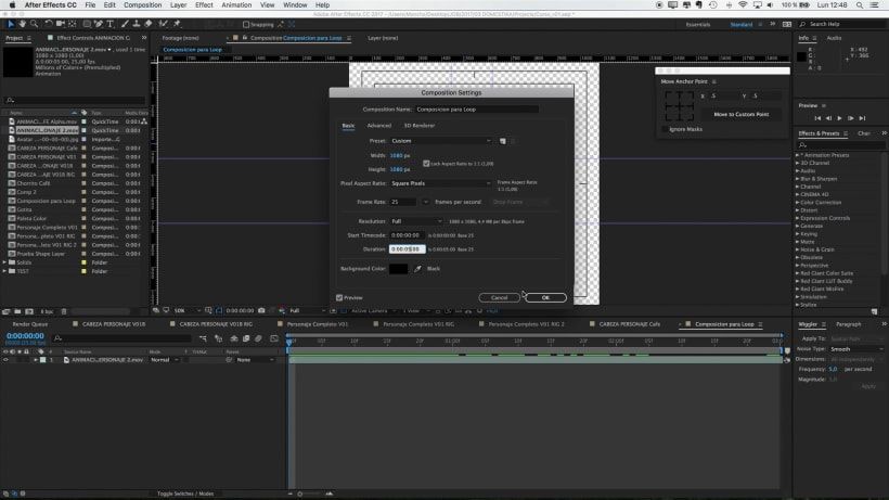 Editando as configurações da nossa Composição