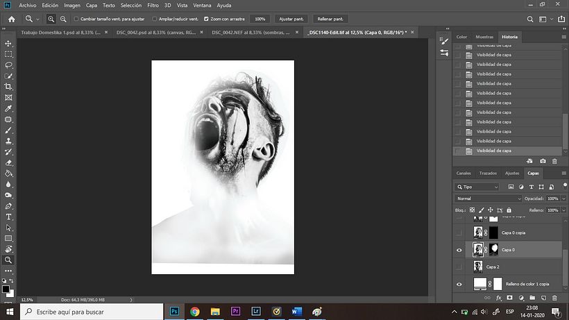 Step 2: Choose a secondary photo, apply a layer mask, and erase as needed with a black brush. 