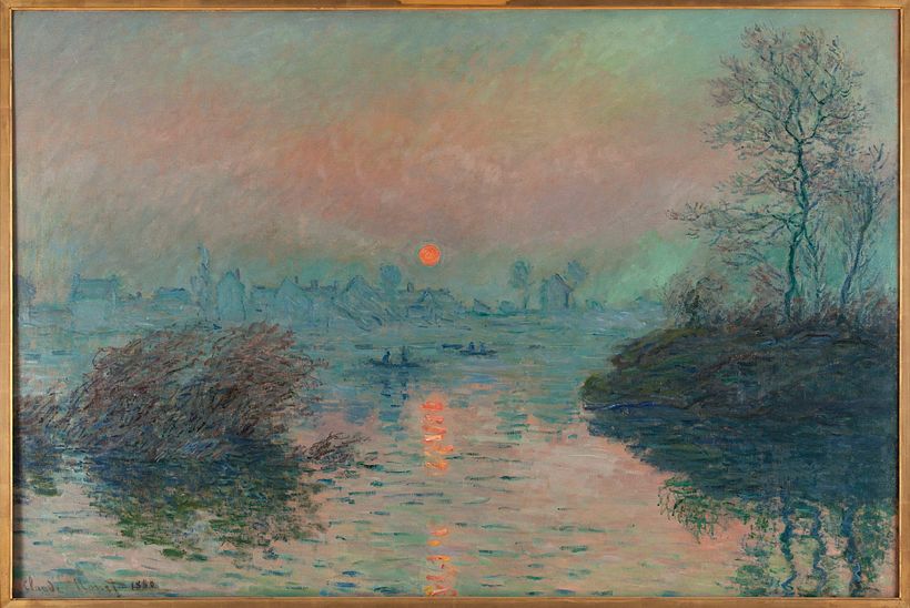 Monet, C. (1880). Puesta de sol en el Sena en Lavacourt, efecto de invierno [Pintura]. París, Museo de Bellas Artes