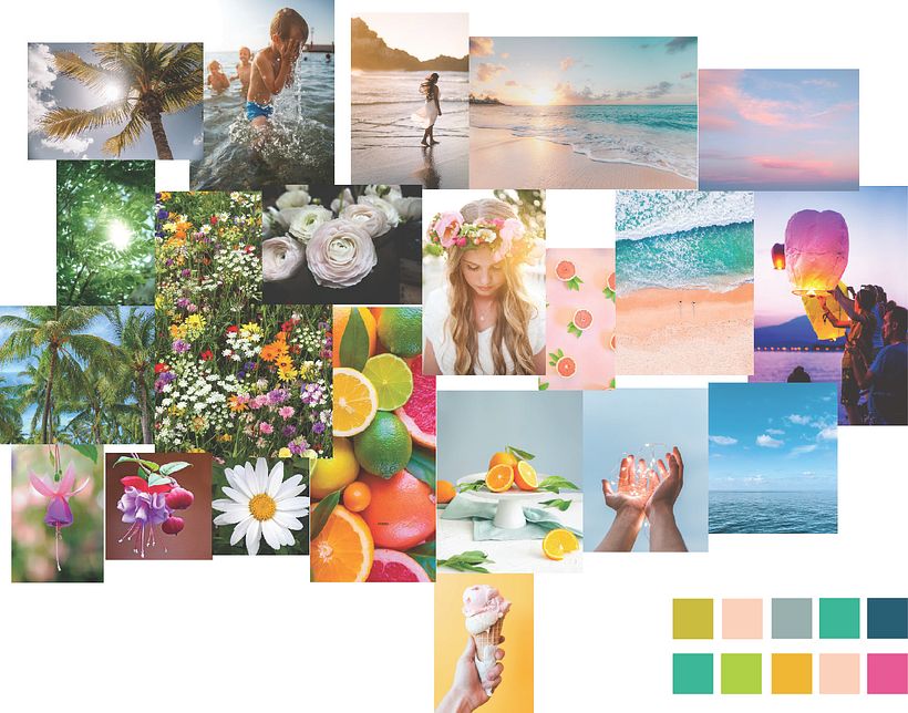 Moodboard inspiração e paleta de cores