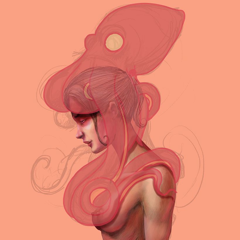 Les comparto unas imágenes del proceso de la ilustración.
