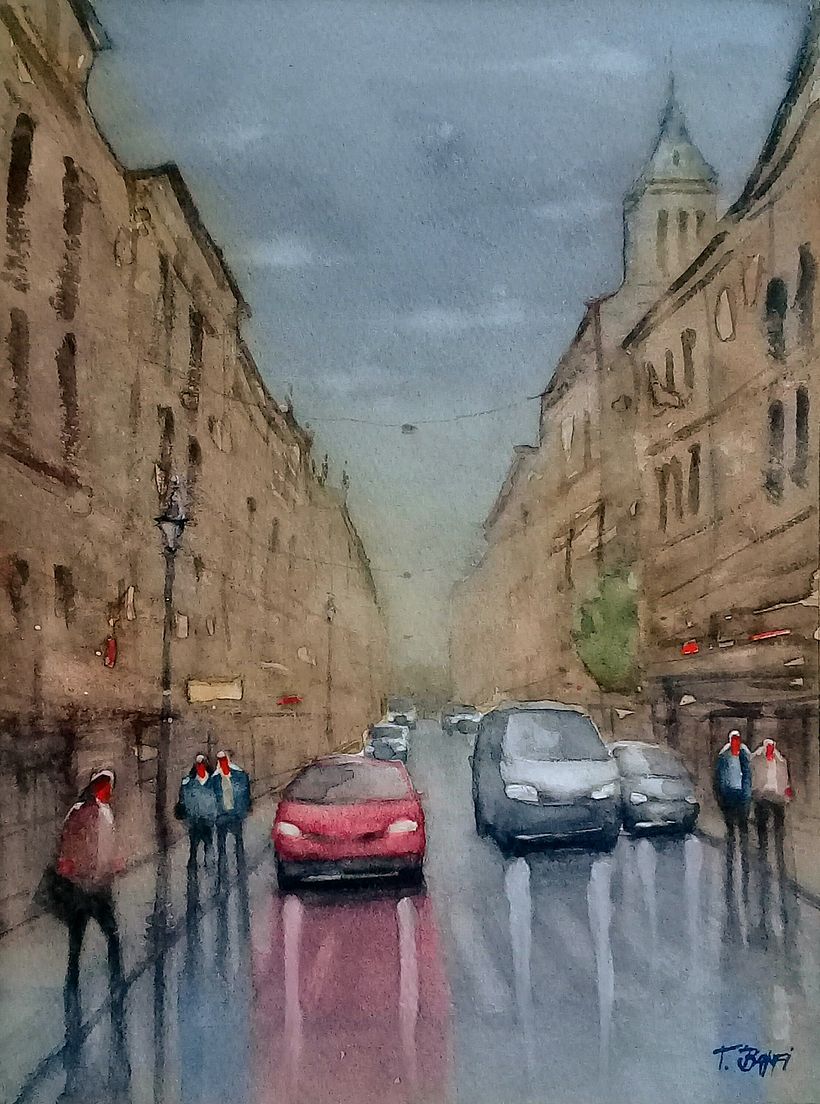 Escureci o céu para tentar criar uma atmosfera chuvosa.