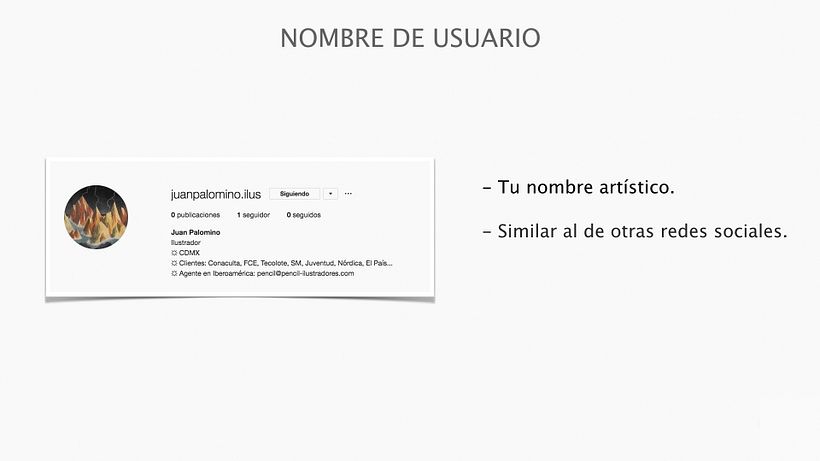 Recuerda prestar especial atención a tu nombre artístico en la bio