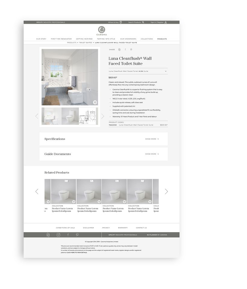 Caroma Australia . Website 8