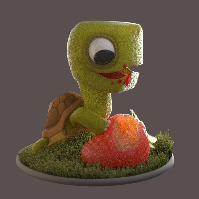 Tortuga merendando hecha con 3DMax y renderizada con Arnold.