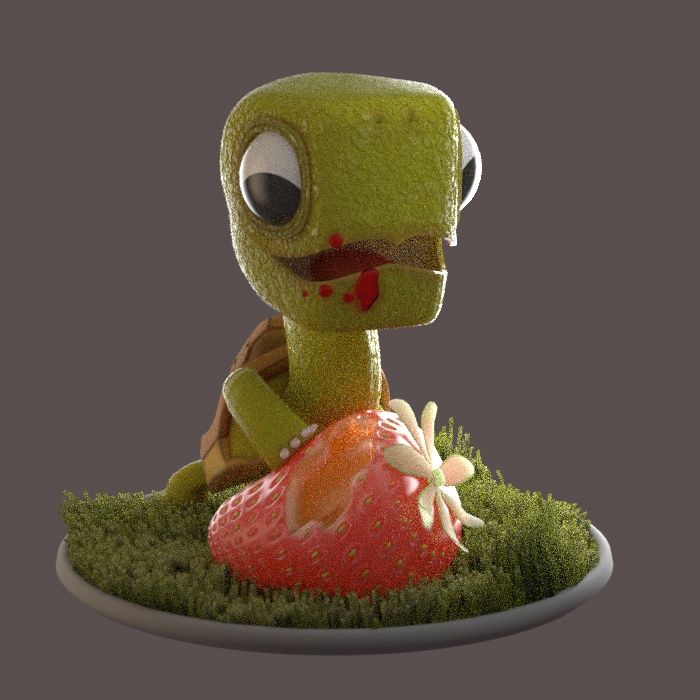 Tortuga merendando hecha con 3DMax y renderizada con Arnold.
