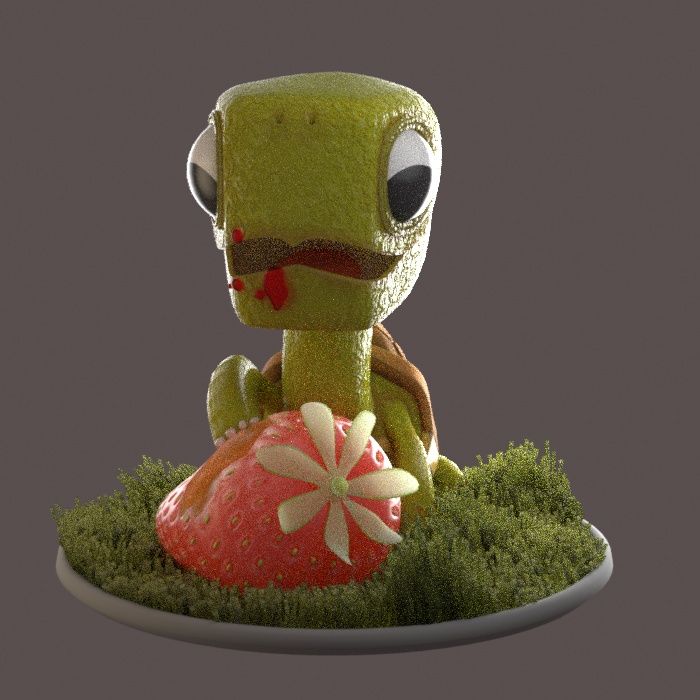 Tortuga merendando hecha con 3DMax y renderizada con Arnold.