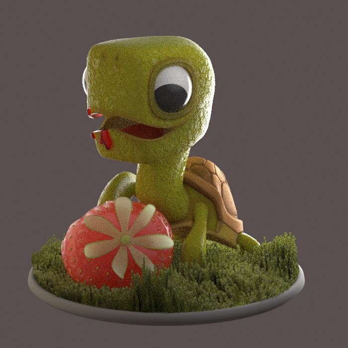 Tortuga merendando hecha con 3DMax y renderizada con Arnold.