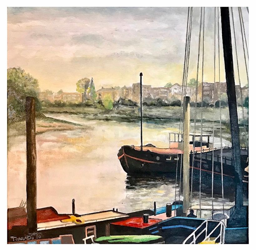 Embarcadero, Río Támesis a su paso por Hammesmith , 40x40 cm.