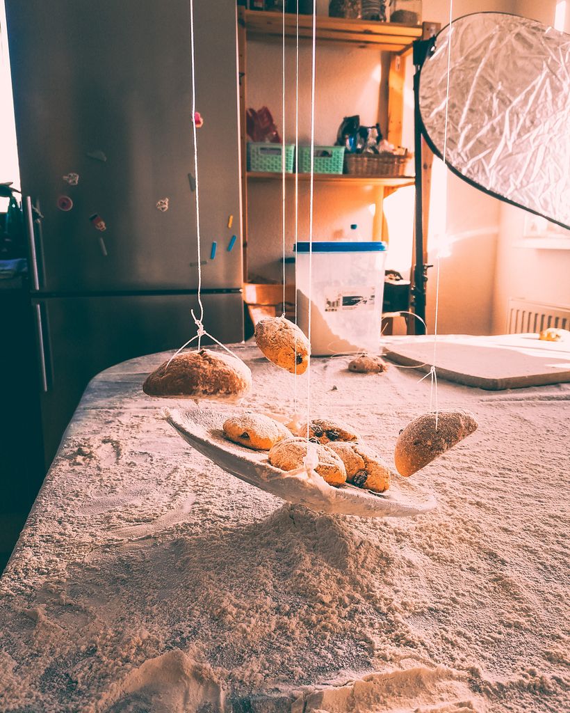 The plate and the cookies were mounted directly to the lightning fixture