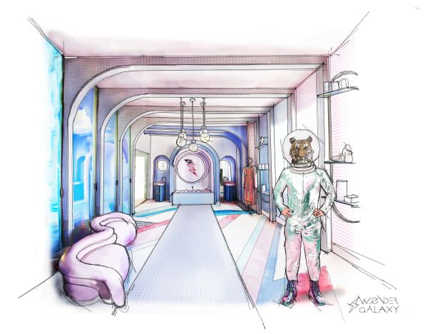 Perspectiva à mão de "Wonder Galaxy", de Patricia Bustos Studio