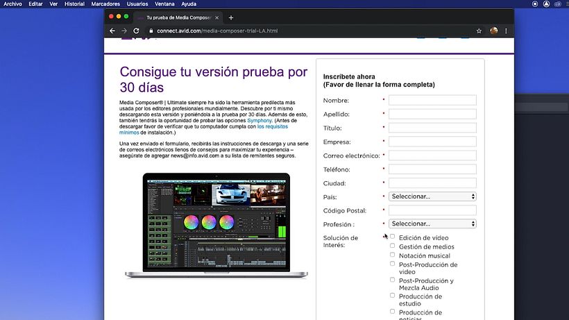 Puedes descargar Avid Media Composer en su web oficial