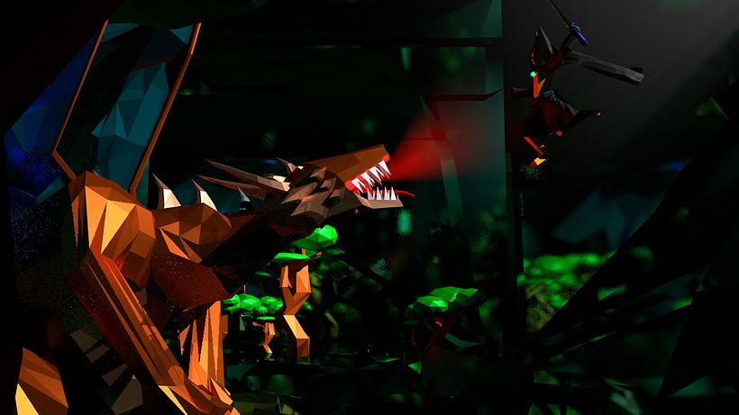 La escena final, en la que se ve al dragón y al personaje