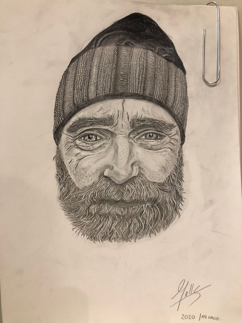 Dibujo hecho antes de hacer el curso de retrato realista con grafito