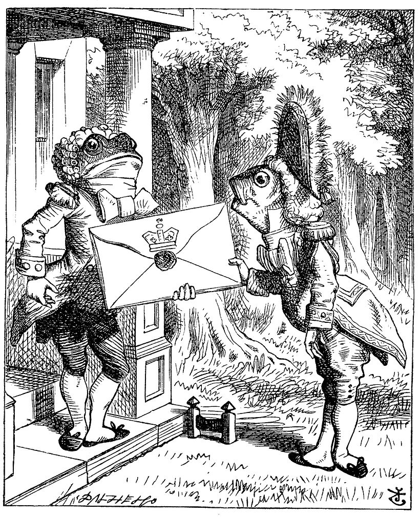 John Tenniel, The Fish Footman and the Frog Footman (1865)