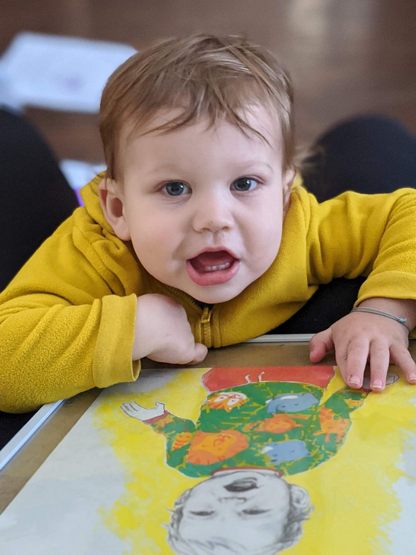 My son loves his portrait,makes me so happy! he keeps bringing it over and pointing to himself. Best affirmation ever <3