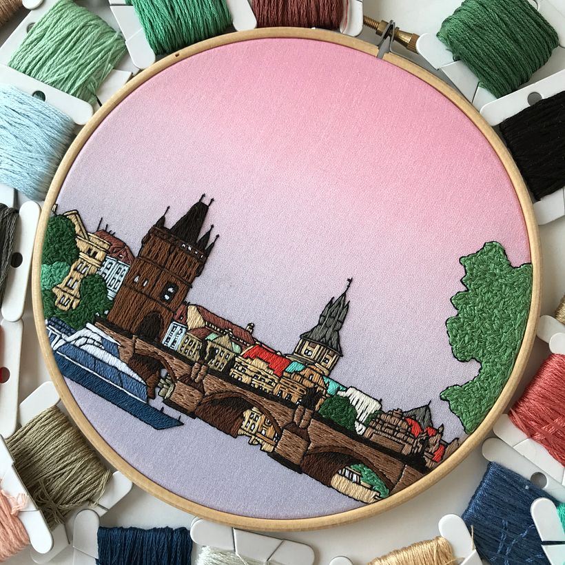 Prague number 2. Hand embroidery 0