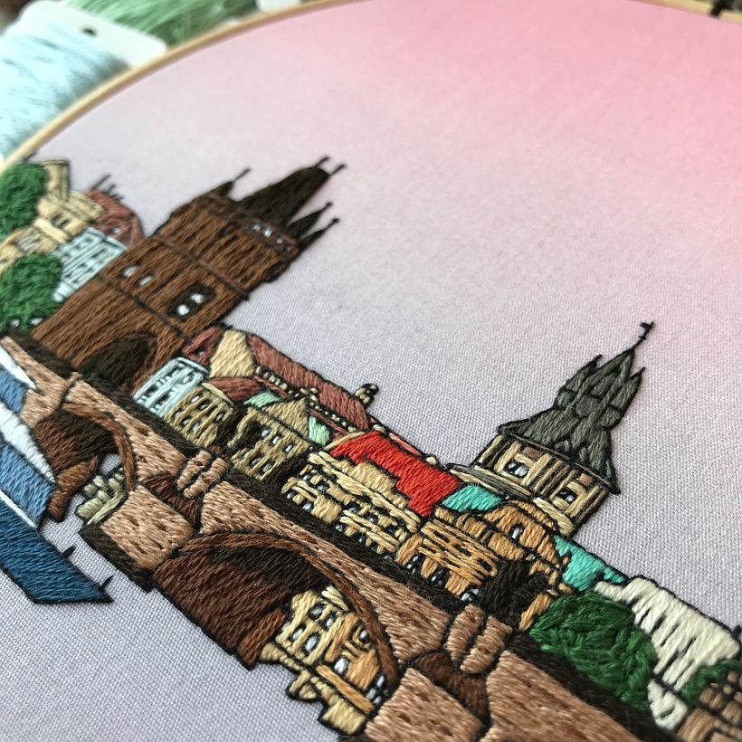 Prague number 2. Hand embroidery 1