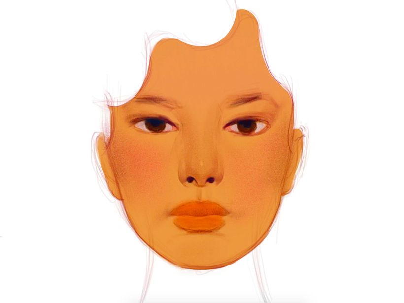 Then I continue to add color variation onto the skin color.