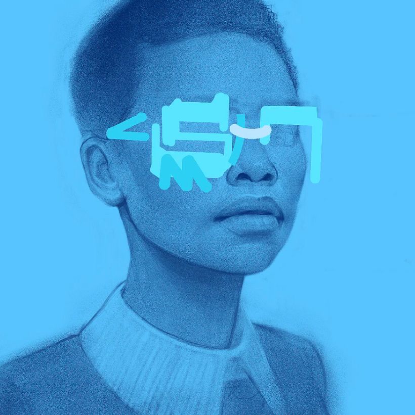 Ich habe mit dem Anlegen von Formen und Typografie in dem Bereich begonnen, in dem die Brille angezeigt wurde. Dann habe ich es fertiggestellt!