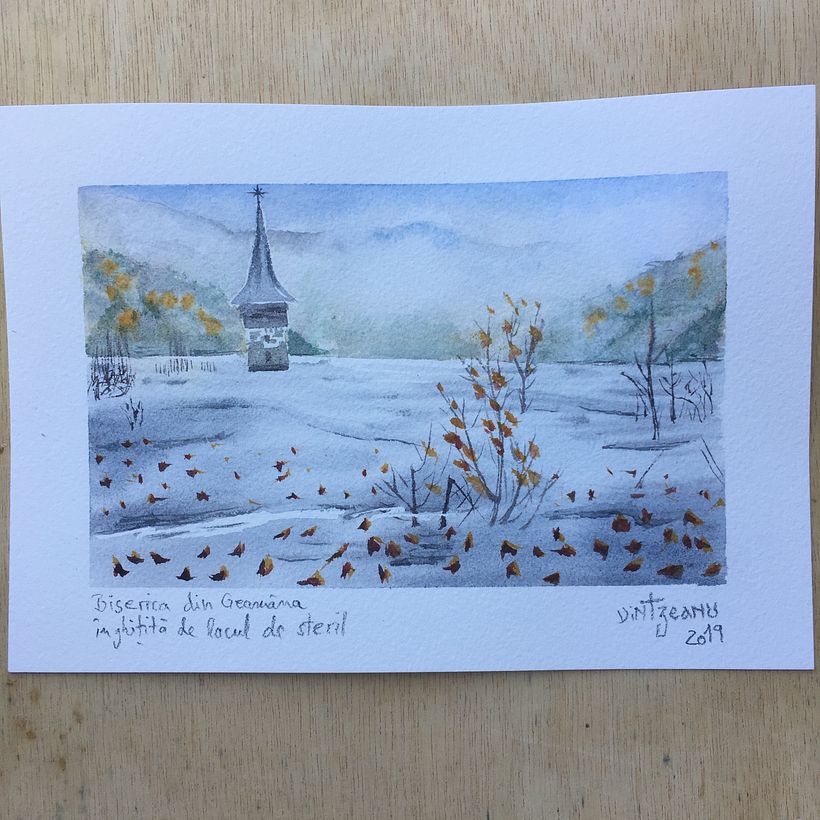 Geamana's church, flooded by poisoned lake