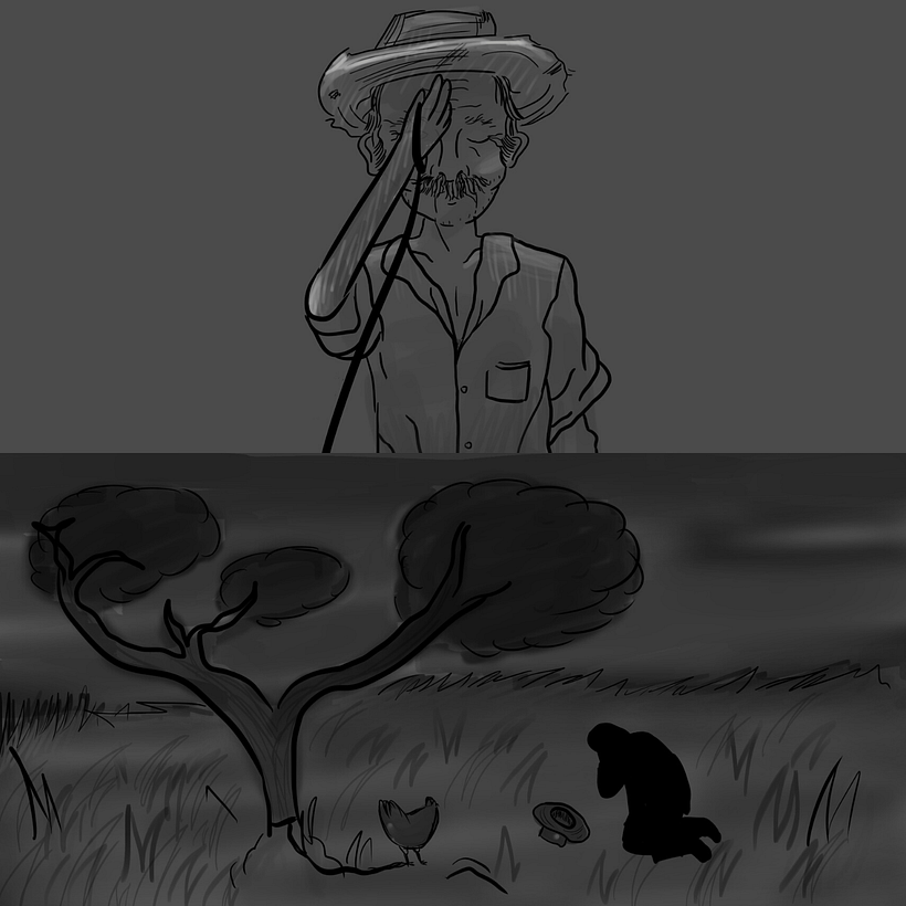 Fotogramas de storyboard del cortometraje Solsticio.