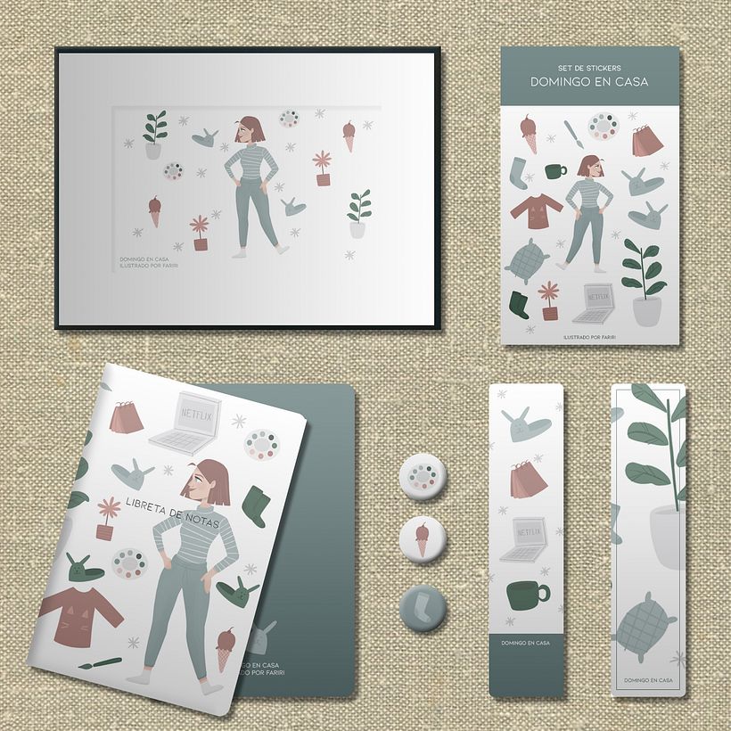 El set de papelería donde apliqué mis ilustraciones
