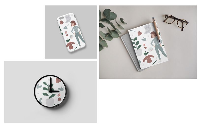 Diversos productos con mis ilustraciones