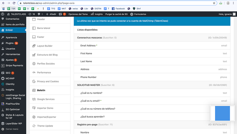 Problema con Mailchimp, ayuda 1