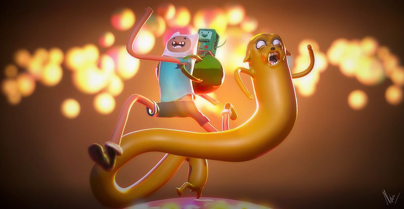 Finn,Jake and BMO from adventure time...