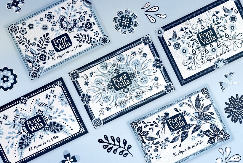 Catalina Estrada, design das etiquetas para Font Vella