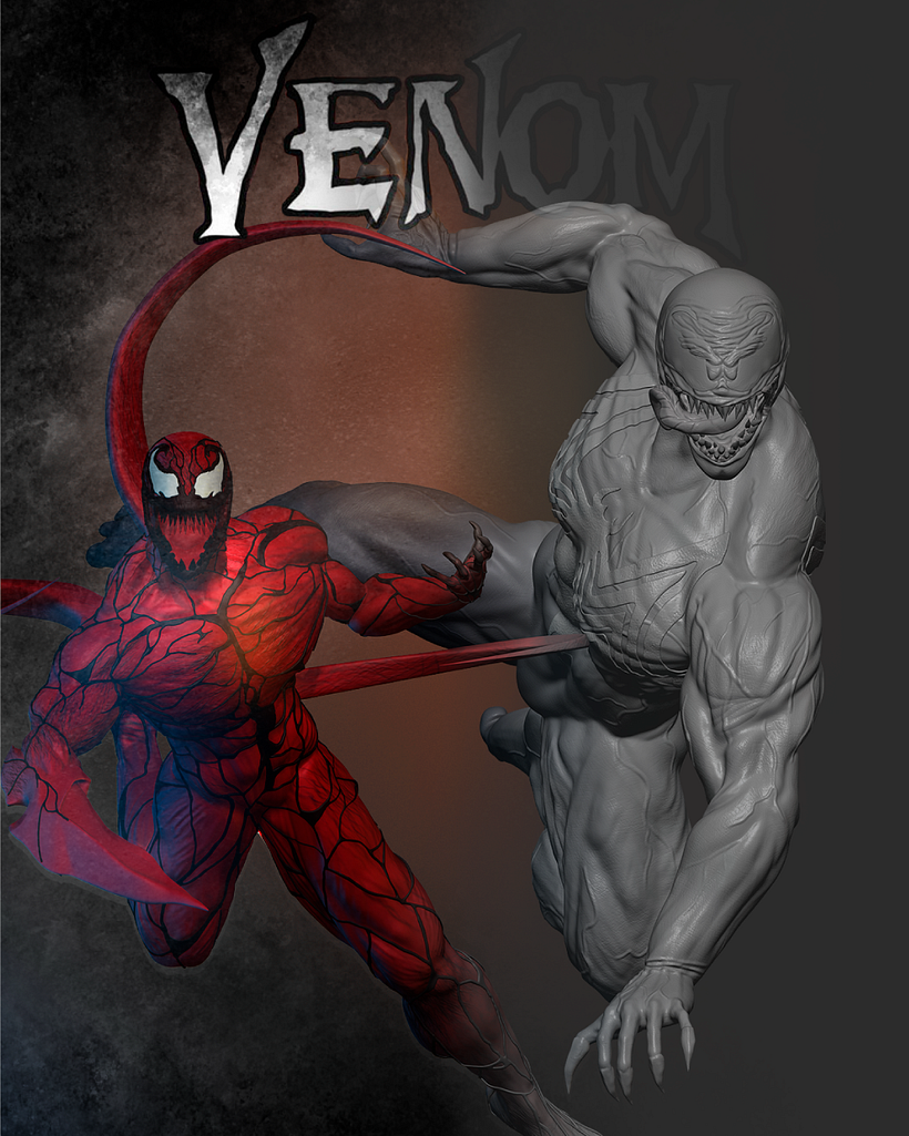 venom vs carnage sculpture fan-art | Domestika, حجم الصورة 820x1025