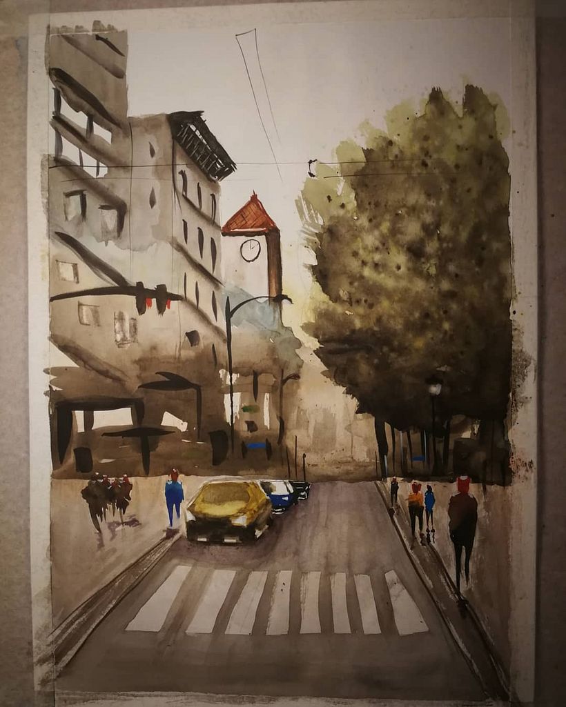 Acuarela efecto seco