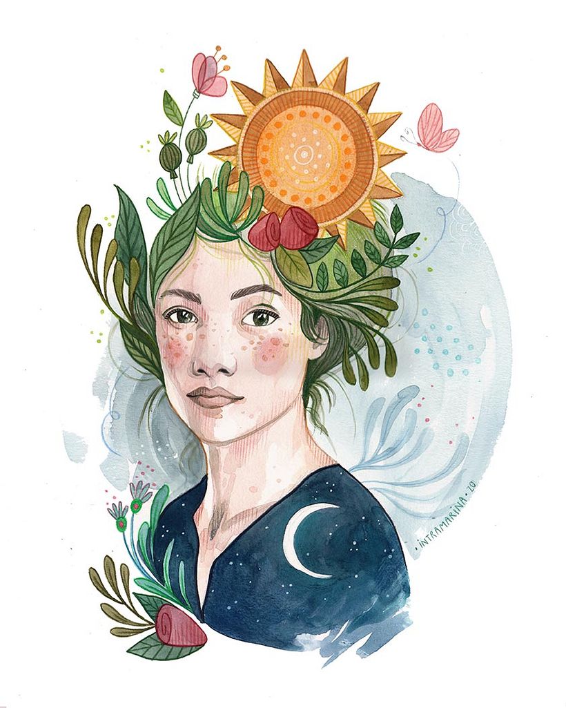 Acuarela y lápiz de color