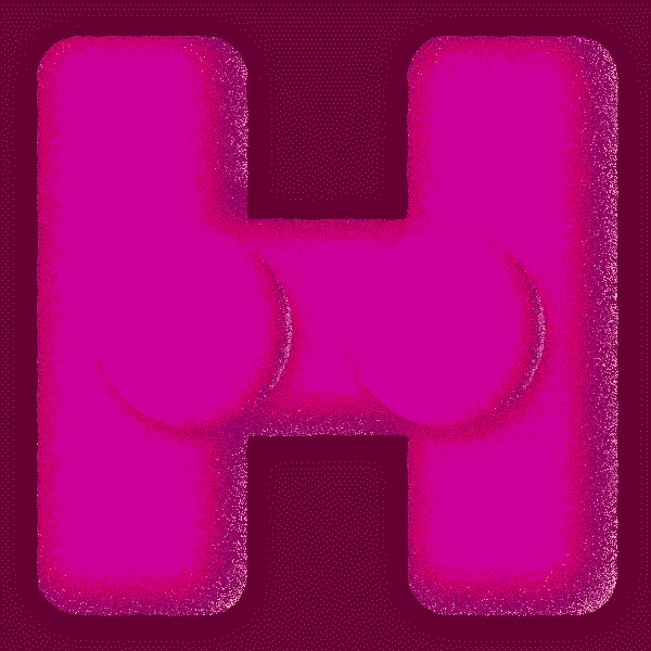 A bleary-eyed hungover 'H'.