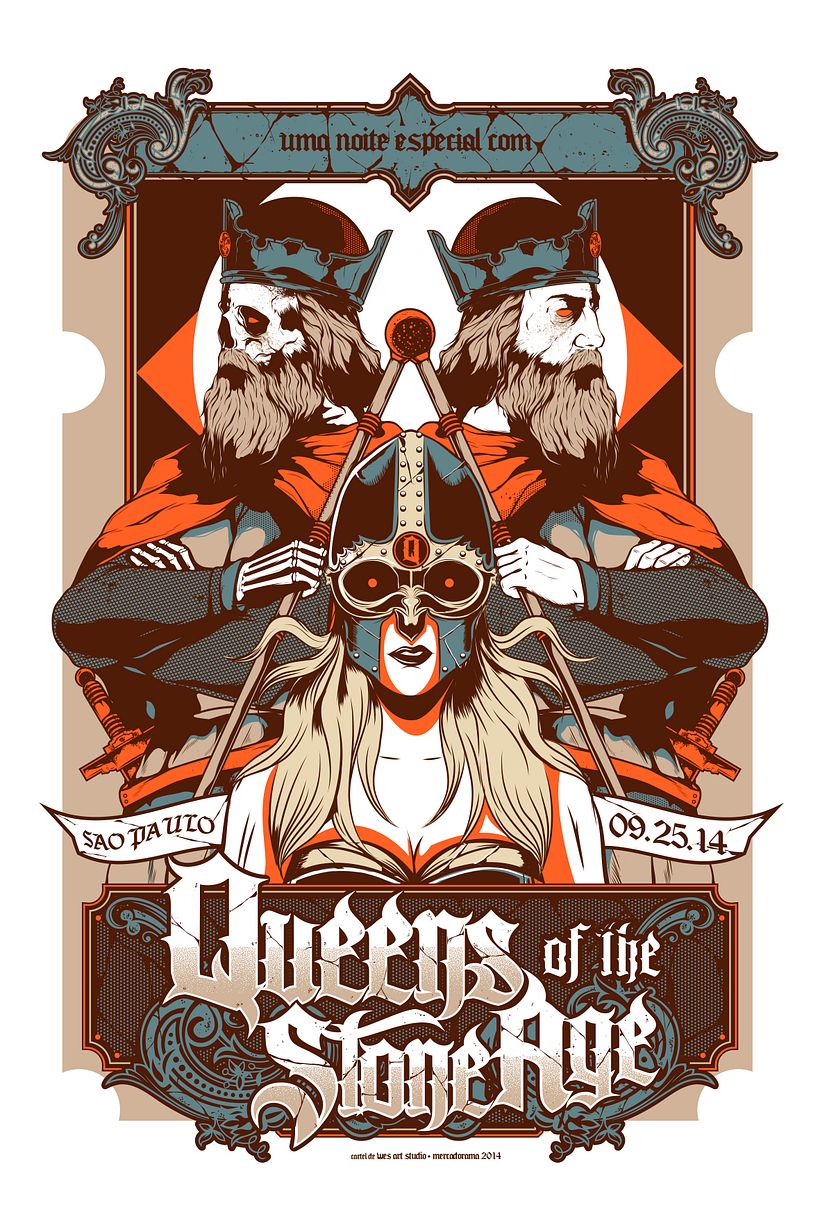 Cartel para Queens Of The Stone Age y su show en Sao Paulo, Brasil. Comisionado por Mercadorama