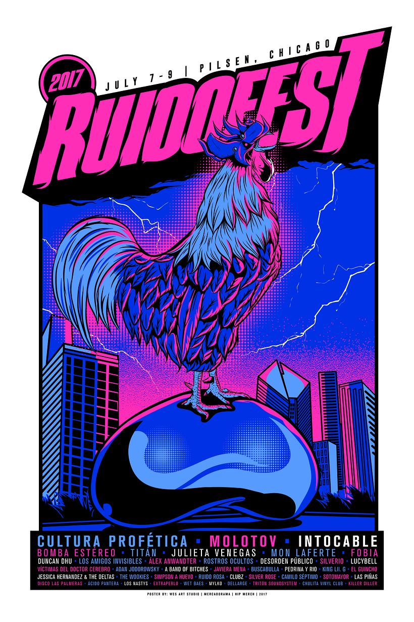 Cartel para el Ruido Fest del 2017. Comisionado por Mercadorama.
