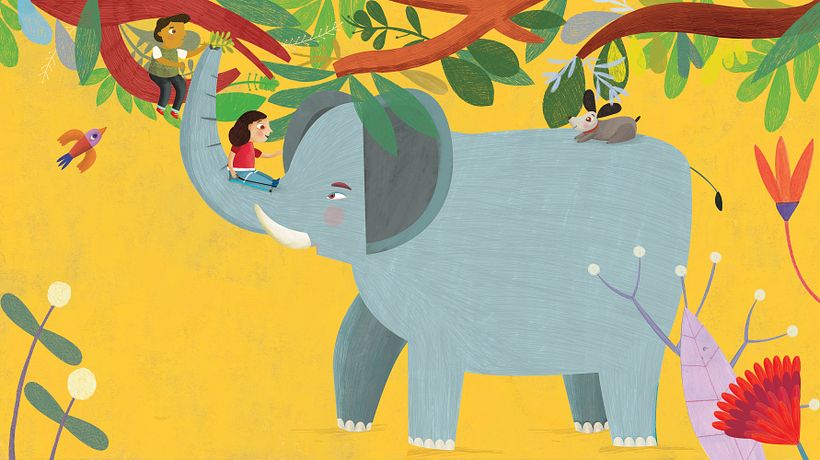 Elefante, jirafa y cigüeña. 2