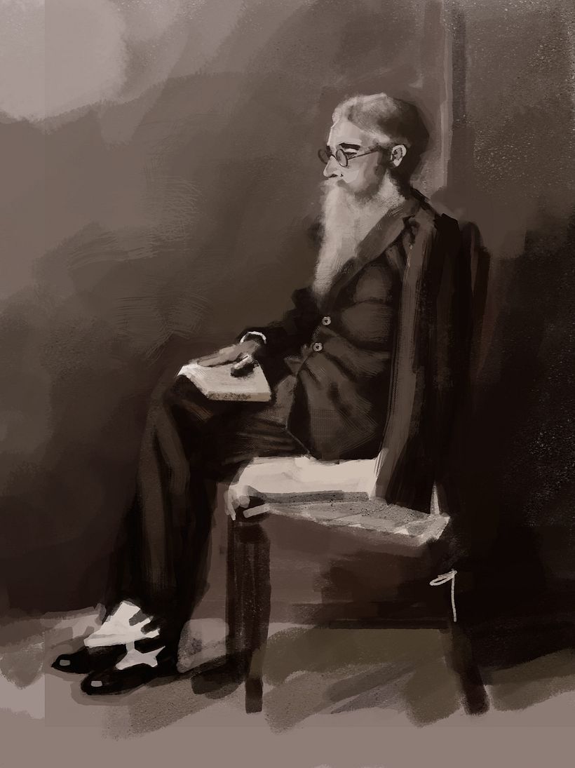 Retrato de un hombre y su libro.