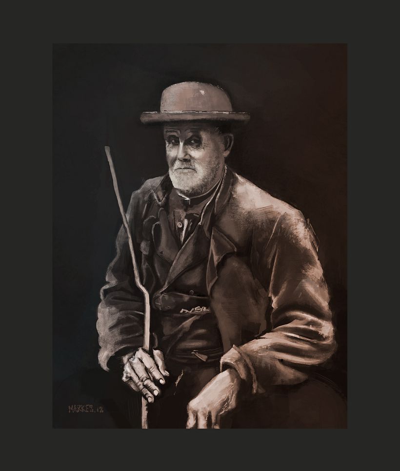 Retrato de un campesino del pirineo de Huesca.