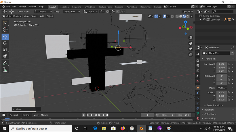 No se exporta bien un objeto de una escena blender a otra escena de blender con append 3