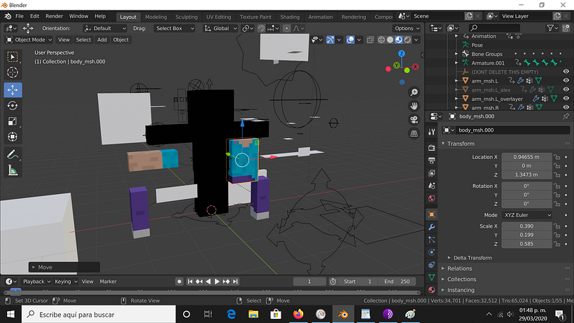 No se exporta bien un objeto de una escena blender a otra escena de blender con append 4