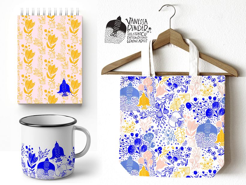 Birds & Flowers Pattern Design Mini Collection By Artist & Illustrator Vanessa Binder