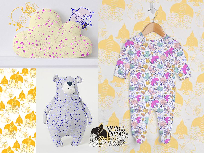 Birds & Little Stars Pattern Design Mini Collection By Artist & Illustrator Vanessa Binder