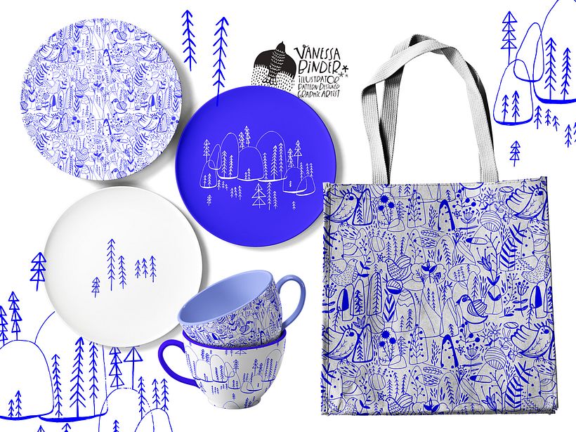 Pines & Mountains Pattern Design Mini Collection By Artist & Illustrator Vanessa Binder