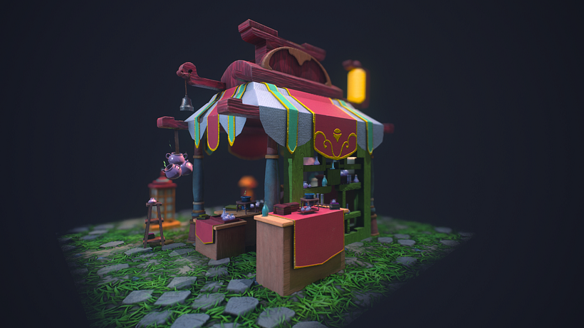 Modelado 3D tienda asiatica 1